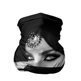 Бандана-труба 3D с принтом Восточная девушка в Тюмени, 100% полиэстер, ткань с особыми свойствами — Activecool | плотность 150‒180 г/м2; хорошо тянется, но сохраняет форму | взгляд | восточная девушка | глаза | красивая | никаб | орнамент | узоры | хиджаб