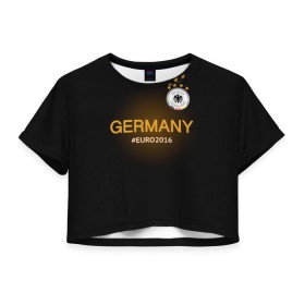 Женская футболка 3D укороченная с принтом Сборная Германии 2016 в Тюмени, 100% полиэстер | круглая горловина, длина футболки до линии талии, рукава с отворотами | germany
