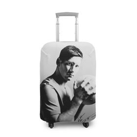 Чехол для чемодана 3D с принтом Лионель Месси в Тюмени, 86% полиэфир, 14% спандекс | двустороннее нанесение принта, прорези для ручек и колес | barcelona | messi | барселона | спорт | футбол