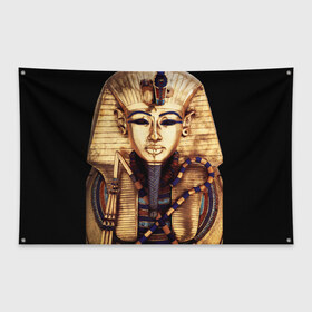 Флаг-баннер с принтом Хатшепсут в Тюмени, 100% полиэстер | размер 67 х 109 см, плотность ткани — 95 г/м2; по краям флага есть четыре люверса для крепления | египет | женщина | золото | маска | фараон египта | хатшепсут