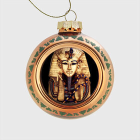 Стеклянный ёлочный шар с принтом Хатшепсут в Тюмени, Стекло | Диаметр: 80 мм | египет | женщина | золото | маска | фараон египта | хатшепсут
