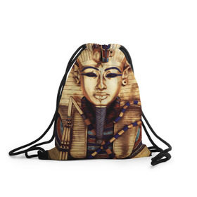 Рюкзак-мешок 3D с принтом Хатшепсут в Тюмени, 100% полиэстер | плотность ткани — 200 г/м2, размер — 35 х 45 см; лямки — толстые шнурки, застежка на шнуровке, без карманов и подкладки | египет | женщина | золото | маска | фараон египта | хатшепсут