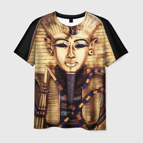 Мужская футболка 3D с принтом Хатшепсут в Тюмени, 100% полиэфир | прямой крой, круглый вырез горловины, длина до линии бедер | египет | женщина | золото | маска | фараон египта | хатшепсут