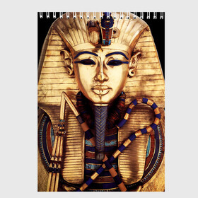 Скетчбук с принтом Хатшепсут в Тюмени, 100% бумага
 | 48 листов, плотность листов — 100 г/м2, плотность картонной обложки — 250 г/м2. Листы скреплены сверху удобной пружинной спиралью | египет | женщина | золото | маска | фараон египта | хатшепсут