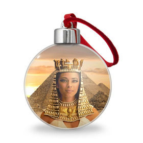 Ёлочный шар с принтом Клеопатра в Тюмени, Пластик | Диаметр: 77 мм | египет | египетская | закат | золото | клеопатра | корона | песок | пирамиды | пустыня | солнце | царица