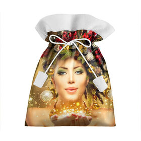 Подарочный 3D мешок с принтом Чудо девушка в Тюмени, 100% полиэстер | Размер: 29*39 см | волшебница | волшебство | звезды | новый год | подарки | празник | фея | чудо девушка