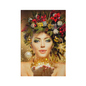Обложка для паспорта матовая кожа с принтом Чудо девушка в Тюмени, натуральная матовая кожа | размер 19,3 х 13,7 см; прозрачные пластиковые крепления | волшебница | волшебство | звезды | новый год | подарки | празник | фея | чудо девушка