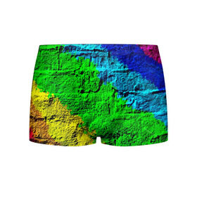 Мужские трусы 3D с принтом Краска в Тюмени, 50% хлопок, 50% полиэстер | классическая посадка, на поясе мягкая тканевая резинка | rainbow | краска | прикольные | радуга | текстуры | штрихи