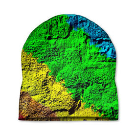 Шапка 3D с принтом Краска в Тюмени, 100% полиэстер | универсальный размер, печать по всей поверхности изделия | rainbow | краска | прикольные | радуга | текстуры | штрихи