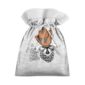 Подарочный 3D мешок с принтом Енот ковбой в Тюмени, 100% полиэстер | Размер: 29*39 см | Тематика изображения на принте: енот
