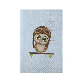 Обложка для паспорта матовая кожа с принтом Сова пилот в Тюмени, натуральная матовая кожа | размер 19,3 х 13,7 см; прозрачные пластиковые крепления | сова