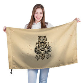 Флаг 3D с принтом Животные в Тюмени, 100% полиэстер | плотность ткани — 95 г/м2, размер — 67 х 109 см. Принт наносится с одной стороны | сова