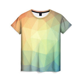 Женская футболка 3D с принтом Polygonal в Тюмени, 100% полиэфир ( синтетическое хлопкоподобное полотно) | прямой крой, круглый вырез горловины, длина до линии бедер | polygonal | краски | многоугольник | полигональный | радуга | цвет