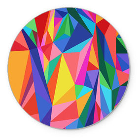 Коврик круглый с принтом Радуга в Тюмени, резина и полиэстер | круглая форма, изображение наносится на всю лицевую часть | polygonal | многоугольник | полигональный | разноцветный
