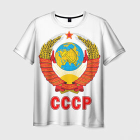 Мужская футболка 3D с принтом Герб СССР в Тюмени, 100% полиэфир | прямой крой, круглый вырез горловины, длина до линии бедер | герб | россия | рэтро | ссср