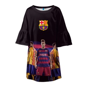 Детское платье 3D с принтом ФК Барселона в Тюмени, 100% полиэстер | прямой силуэт, чуть расширенный к низу. Круглая горловина, на рукавах — воланы | евро 2016
barca barcelona | иньеста | месси | неймар | пике | суарез