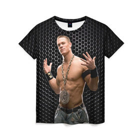 Женская футболка 3D с принтом John Cena в Тюмени, 100% полиэфир ( синтетическое хлопкоподобное полотно) | прямой крой, круглый вырез горловины, длина до линии бедер | john cena | wwe чемпион | джон сина