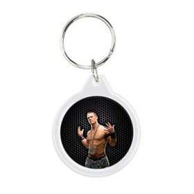 Брелок круглый с принтом John Cena в Тюмени, пластик и полированная сталь | круглая форма, металлическое крепление в виде кольца | john cena | wwe чемпион | джон сина