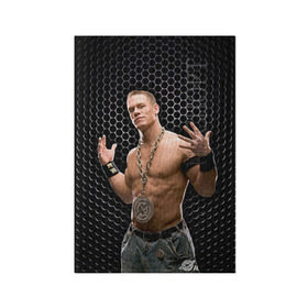 Обложка для паспорта матовая кожа с принтом John Cena в Тюмени, натуральная матовая кожа | размер 19,3 х 13,7 см; прозрачные пластиковые крепления | john cena | wwe чемпион | джон сина