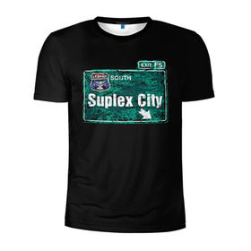 Мужская футболка 3D спортивная с принтом Suplex city в Тюмени, 100% полиэстер с улучшенными характеристиками | приталенный силуэт, круглая горловина, широкие плечи, сужается к линии бедра | fear | fury | wwe | рестлер