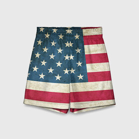 Детские спортивные шорты 3D с принтом Флаг USA в Тюмени,  100% полиэстер
 | пояс оформлен широкой мягкой резинкой, ткань тянется
 | swag | usa | америка | пафос | свег | свэг | сша | флаг