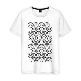 Мужская футболка хлопок с принтом Sad Boys logo в Тюмени, 100% хлопок | прямой крой, круглый вырез горловины, длина до линии бедер, слегка спущенное плечо. | boys | sad | sad boys | yung lean