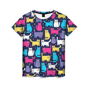 Женская футболка 3D с принтом Котятки в Тюмени, 100% полиэфир ( синтетическое хлопкоподобное полотно) | прямой крой, круглый вырез горловины, длина до линии бедер | кот | котенок | котик | кошечка | кошка | мем | независимая | сильная