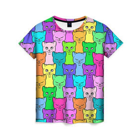 Женская футболка 3D с принтом Котятушки в Тюмени, 100% полиэфир ( синтетическое хлопкоподобное полотно) | прямой крой, круглый вырез горловины, длина до линии бедер | кот | котенок | котик | кошечка | кошка | мем | независимая | сильная