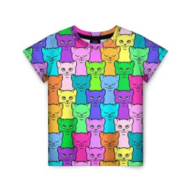 Детская футболка 3D с принтом Котятушки в Тюмени, 100% гипоаллергенный полиэфир | прямой крой, круглый вырез горловины, длина до линии бедер, чуть спущенное плечо, ткань немного тянется | кот | котенок | котик | кошечка | кошка | мем | независимая | сильная