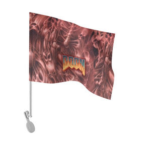 Флаг для автомобиля с принтом Doom (Classic) в Тюмени, 100% полиэстер | Размер: 30*21 см | 90 | олдскул | скелет | череп