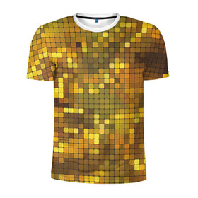 Мужская футболка 3D спортивная с принтом Gold style в Тюмени, 100% полиэстер с улучшенными характеристиками | приталенный силуэт, круглая горловина, широкие плечи, сужается к линии бедра | блекс | золото | квадрат | клубы | текстуры