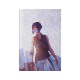 Обложка для паспорта матовая кожа с принтом Mirror`s Edge в Тюмени, натуральная матовая кожа | размер 19,3 х 13,7 см; прозрачные пластиковые крепления | faith | mirrors edge | parkour | зеркальная грань | паркур | фейт