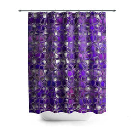 Штора 3D для ванной с принтом Фиолетовая мозаика в Тюмени, 100% полиэстер | плотность материала — 100 г/м2. Стандартный размер — 146 см х 180 см. По верхнему краю — пластиковые люверсы для креплений. В комплекте 10 пластиковых колец | дизайн | искусство | композиция | мозаика | стёклышки | цветные камешки