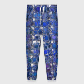 Женские брюки 3D с принтом Синяя мозаика в Тюмени, полиэстер 100% | прямой крой, два кармана без застежек по бокам, с мягкой трикотажной резинкой на поясе и по низу штанин. В поясе для дополнительного комфорта — широкие завязки | дизайн | искусство | композиция | мозаика | стёклышки | цветные камешки