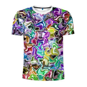Мужская футболка 3D спортивная с принтом Цветное безумие в Тюмени, 100% полиэстер с улучшенными характеристиками | приталенный силуэт, круглая горловина, широкие плечи, сужается к линии бедра | арт | дизайн | искусство | краски | мозаика | палитра | радуга | разные цвета | текстура | цветное безумие