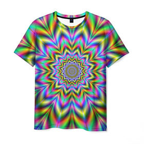 Мужская футболка 3D с принтом Красочная иллюзия в Тюмени, 100% полиэфир | прямой крой, круглый вырез горловины, длина до линии бедер | гипноз | движение | красочный фон | обман зрения | оптическая иллюзия | погружение | текстура | фокус