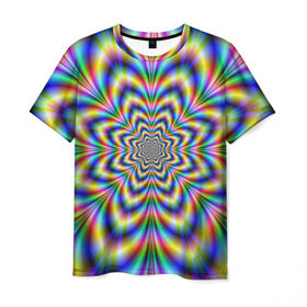 Мужская футболка 3D с принтом Красочная иллюзия в Тюмени, 100% полиэфир | прямой крой, круглый вырез горловины, длина до линии бедер | гипноз | движение | красочный фон | обман зрения | оптическая иллюзия | погружение | текстура | фокус