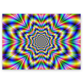 Поздравительная открытка с принтом Красочная иллюзия в Тюмени, 100% бумага | плотность бумаги 280 г/м2, матовая, на обратной стороне линовка и место для марки
 | гипноз | движение | красочный фон | обман зрения | оптическая иллюзия | погружение | текстура | фокус