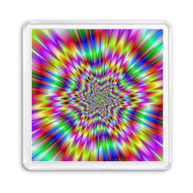 Магнит 55*55 с принтом Спектральная иллюзия в Тюмени, Пластик | Размер: 65*65 мм; Размер печати: 55*55 мм | взрыв | гипноз | движение | краски | красочный фон | обман зрения | оптическая иллюзия | погружение | текстура | фокус | цветовой спектр