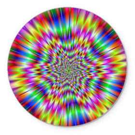 Коврик круглый с принтом Спектральная иллюзия в Тюмени, резина и полиэстер | круглая форма, изображение наносится на всю лицевую часть | взрыв | гипноз | движение | краски | красочный фон | обман зрения | оптическая иллюзия | погружение | текстура | фокус | цветовой спектр