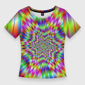 Женская футболка 3D Slim с принтом Спектральная иллюзия в Тюмени,  |  | взрыв | гипноз | движение | краски | красочный фон | обман зрения | оптическая иллюзия | погружение | текстура | фокус | цветовой спектр