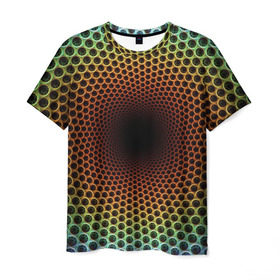 Мужская футболка 3D с принтом Погружение в бездну в Тюмени, 100% полиэфир | прямой крой, круглый вырез горловины, длина до линии бедер | Тематика изображения на принте: гипноз | движение | обман зрения | оптическая иллюзия | погружение | текстура | фокус