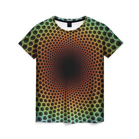Женская футболка 3D с принтом Погружение в бездну в Тюмени, 100% полиэфир ( синтетическое хлопкоподобное полотно) | прямой крой, круглый вырез горловины, длина до линии бедер | гипноз | движение | обман зрения | оптическая иллюзия | погружение | текстура | фокус