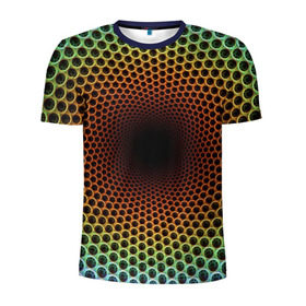 Мужская футболка 3D спортивная с принтом Погружение в бездну в Тюмени, 100% полиэстер с улучшенными характеристиками | приталенный силуэт, круглая горловина, широкие плечи, сужается к линии бедра | Тематика изображения на принте: гипноз | движение | обман зрения | оптическая иллюзия | погружение | текстура | фокус