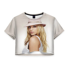 Женская футболка 3D укороченная с принтом Бритни Спирс в Тюмени, 100% полиэстер | круглая горловина, длина футболки до линии талии, рукава с отворотами | Тематика изображения на принте: бритни спирс