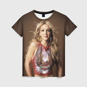 Женская футболка 3D с принтом Бритни Спирс в Тюмени, 100% полиэфир ( синтетическое хлопкоподобное полотно) | прямой крой, круглый вырез горловины, длина до линии бедер | Тематика изображения на принте: бритни спирс