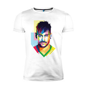 Мужская футболка премиум с принтом Неймар в Тюмени, 92% хлопок, 8% лайкра | приталенный силуэт, круглый вырез ворота, длина до линии бедра, короткий рукав | barselona | brazil | барселона | бразилия | неймар