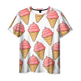 Мужская футболка 3D с принтом Мороженки в Тюмени, 100% полиэфир | прямой крой, круглый вырез горловины, длина до линии бедер | Тематика изображения на принте: девушкам | мороженка | мороженое | сладкая