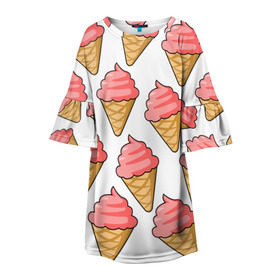 Детское платье 3D с принтом Мороженки в Тюмени, 100% полиэстер | прямой силуэт, чуть расширенный к низу. Круглая горловина, на рукавах — воланы | Тематика изображения на принте: девушкам | мороженка | мороженое | сладкая