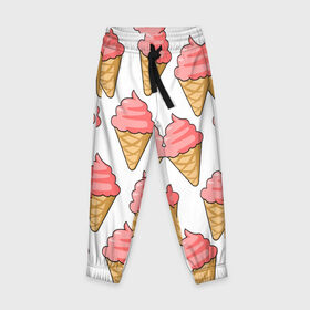 Детские брюки 3D с принтом Мороженки в Тюмени, 100% полиэстер | манжеты по низу, эластичный пояс регулируется шнурком, по бокам два кармана без застежек, внутренняя часть кармана из мелкой сетки | девушкам | мороженка | мороженое | сладкая